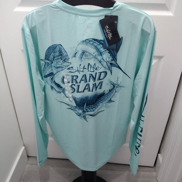 Salt Life SLX Grand Slam Performance Shirt XL Mint Green Fishing Long Sleeve NWT - Picture 2 of 9